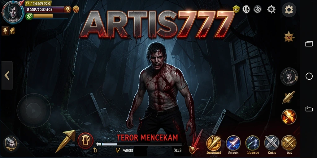 Screenshot gameplay ARTIS777 dengan suasana horor yang menegangkan.