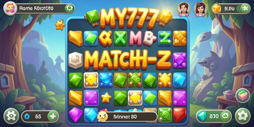Screenshot gameplay MY777 menampilkan aksi mencocokkan item di papan permainan.