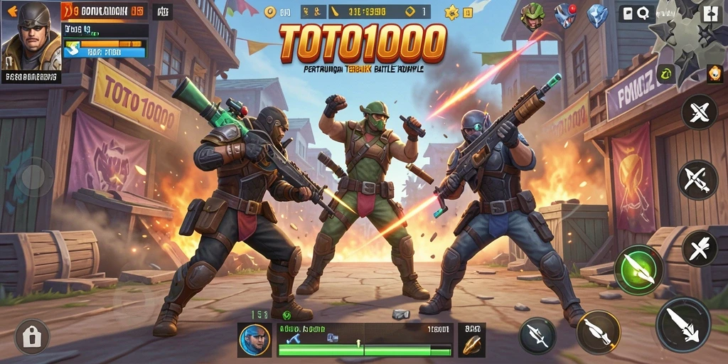 Tampilan gameplay intens dalam TOTO1000 dengan aksi pertempuran yang mendebarkan.